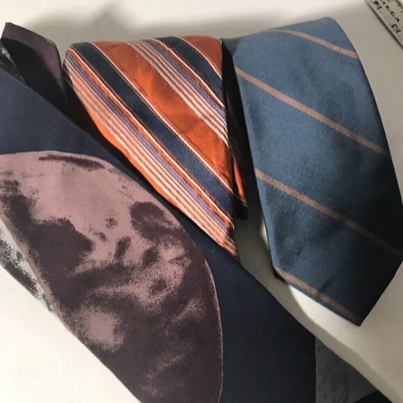 Pierre Cardin Tie Lot Couture Stripe Striped Mid Century Modern Moon Landing VTG - Picture 1 of 5